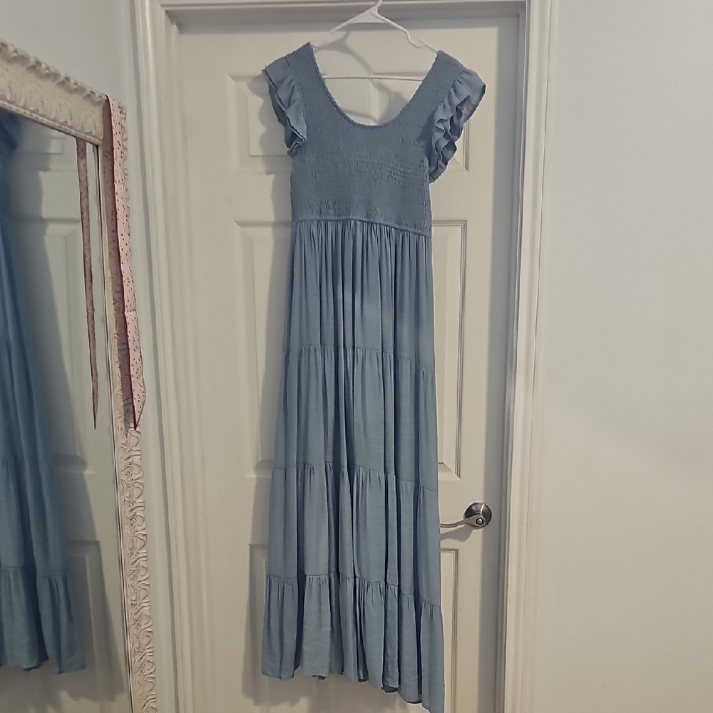 Blue Ruffled Maxi Dress